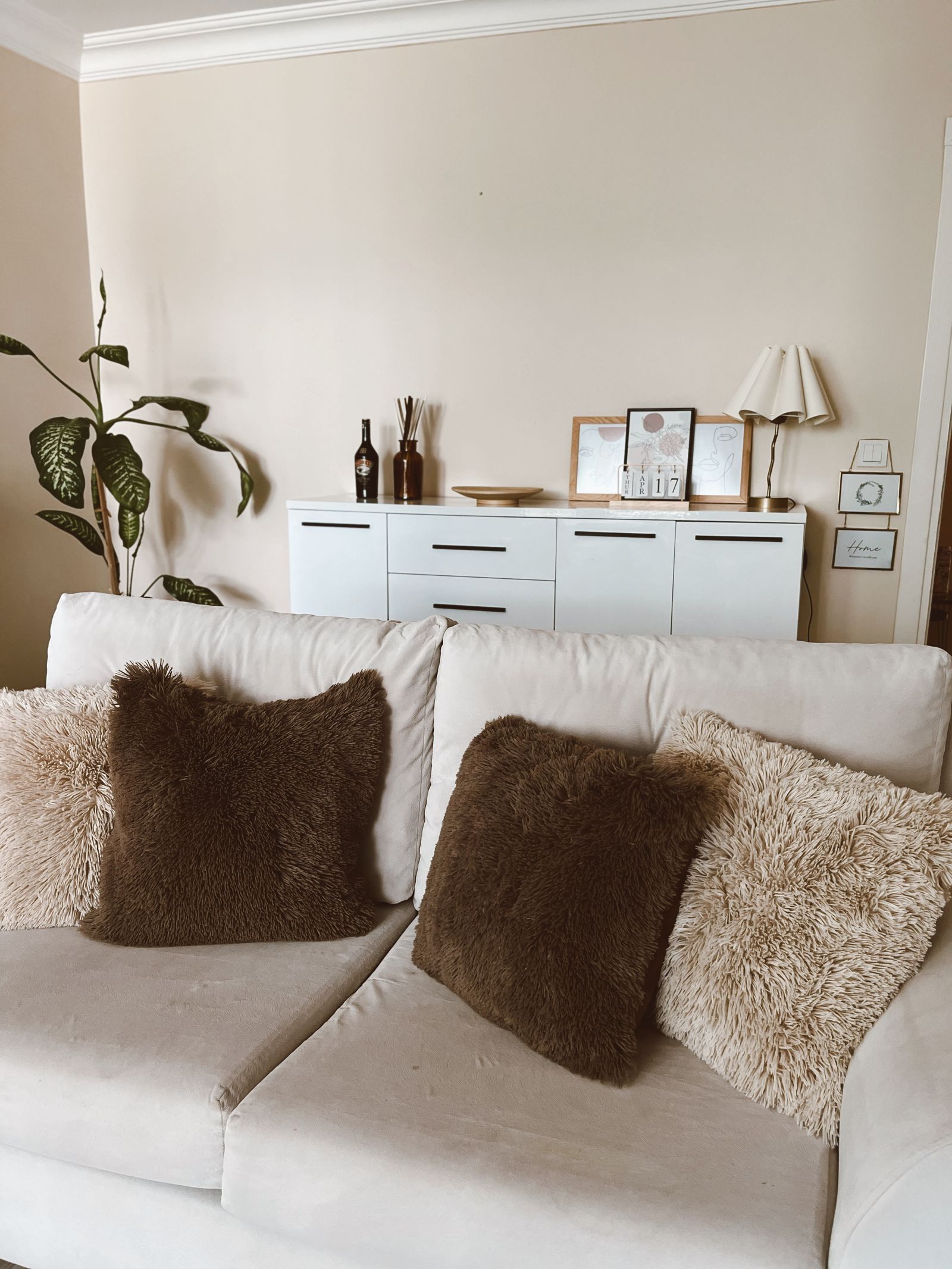 Close up of plush cushions and high density foam comfort on a compressed sofa