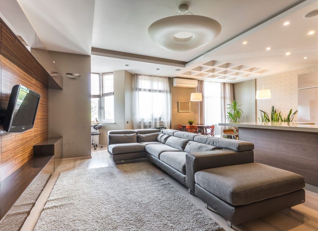 Modular compressed sofa in a contemporary apartment