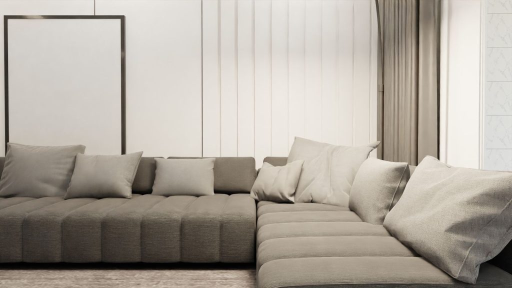Scandinavian compressed sofa with minimalist proportions